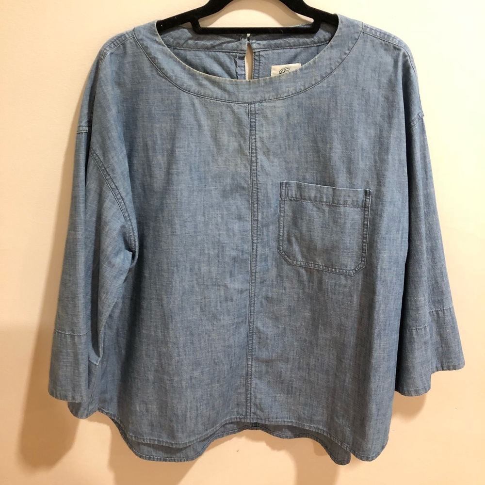 J crew denim chambray smock like top